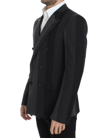 Blazer Dolce & Gabbana en laine stretch rayée grise