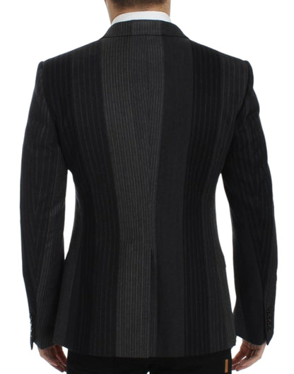 Blazer Dolce & Gabbana en laine stretch rayée grise