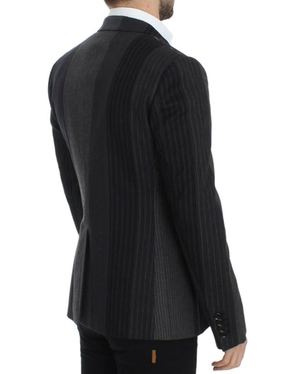 Blazer Dolce & Gabbana en laine stretch rayée grise