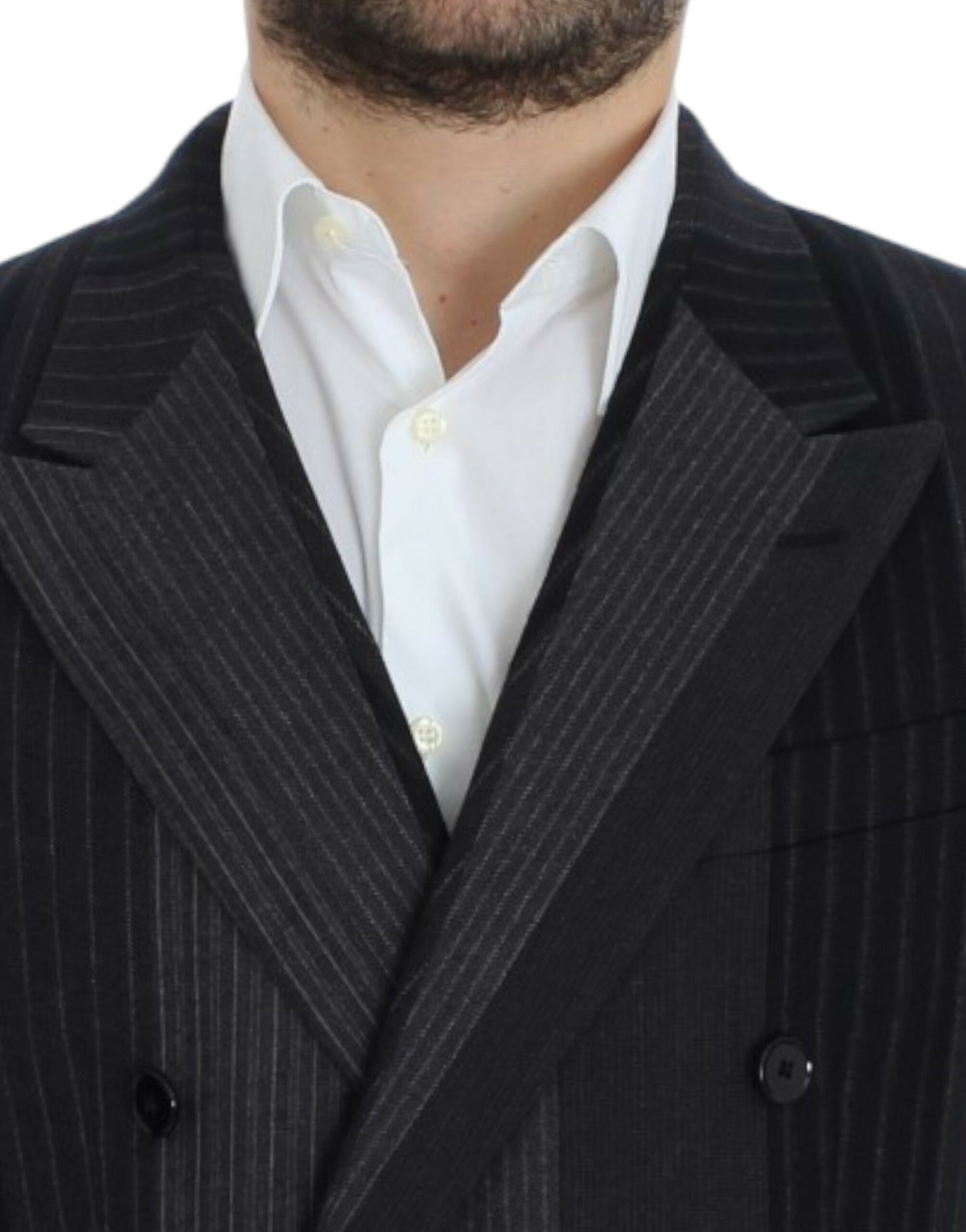 Blazer Dolce & Gabbana en laine stretch rayée grise