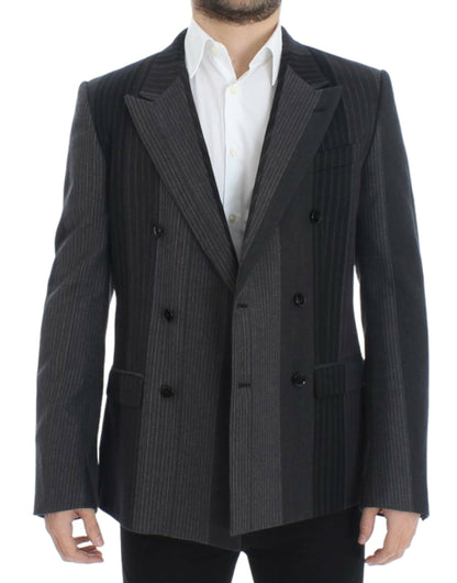 Blazer Dolce & Gabbana en laine stretch rayée grise