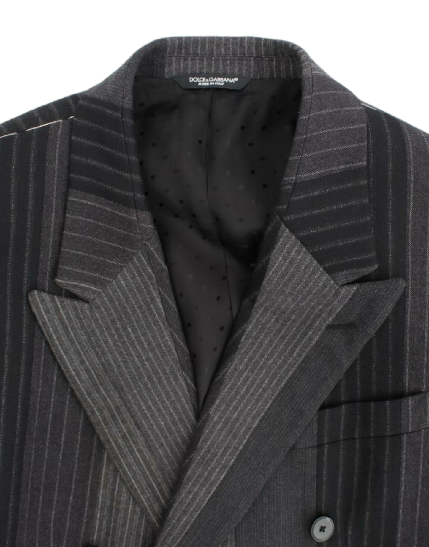 Blazer Dolce & Gabbana en laine stretch rayée grise