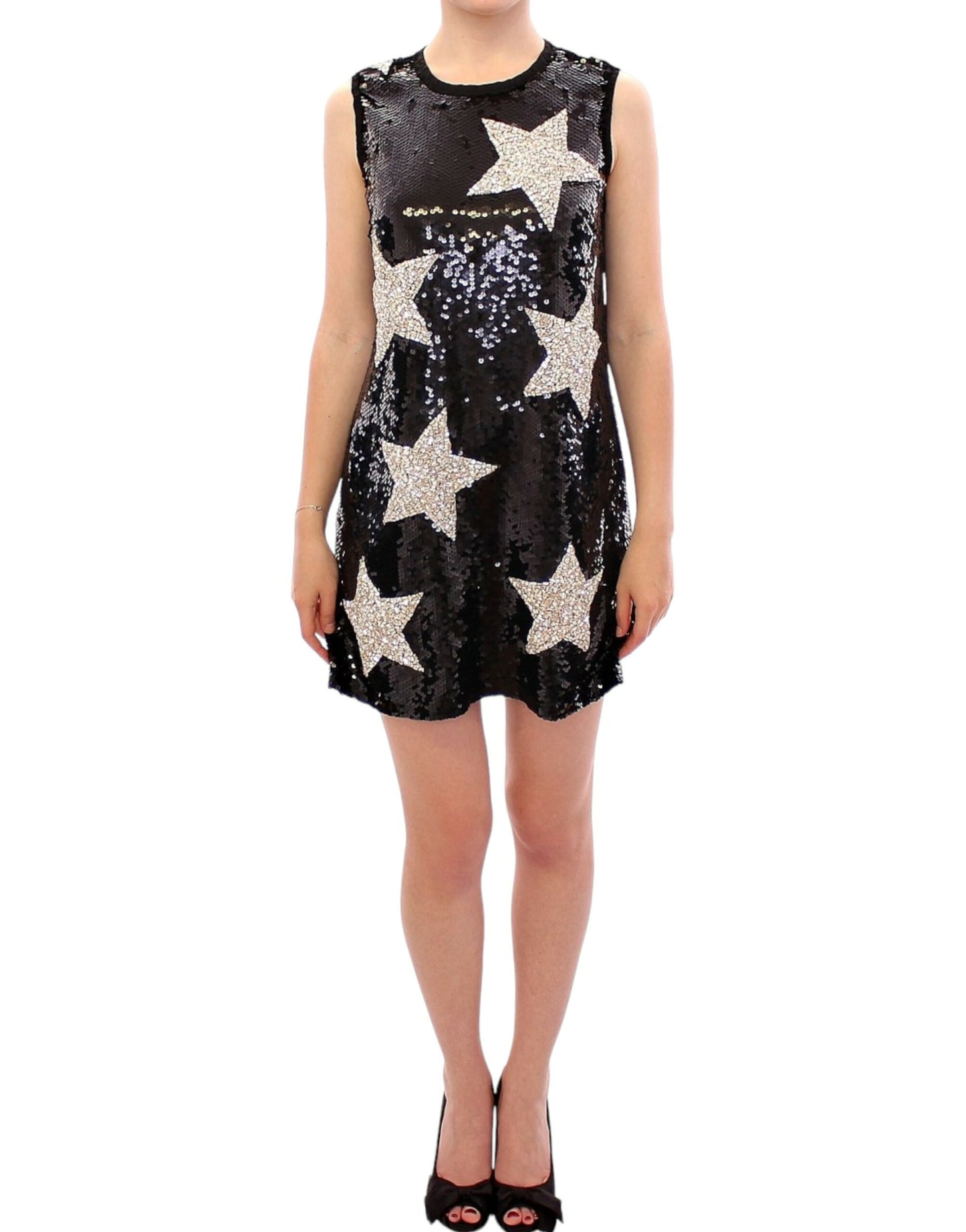 Robe fourreau Dolce & Gabbana Masterpiece ornée d'étoiles en cristaux Swarovski noirs
