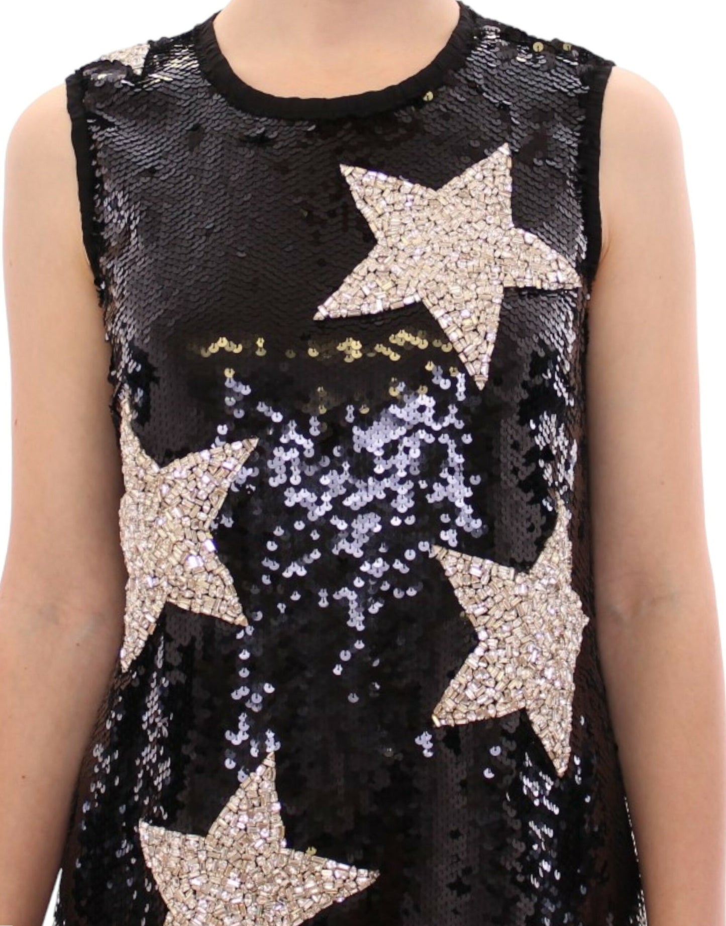 Robe fourreau Dolce & Gabbana Masterpiece ornée d'étoiles en cristaux Swarovski noirs