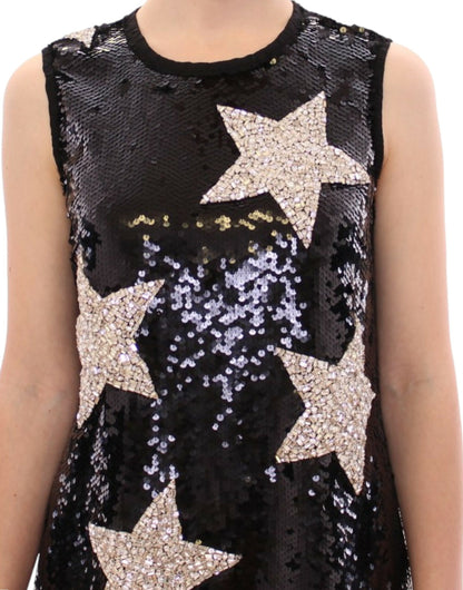 Robe fourreau Dolce & Gabbana Masterpiece ornée d'étoiles en cristaux Swarovski noirs