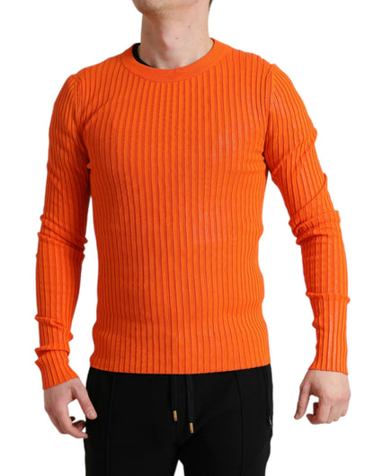 Pull Homme Col Rond en Maille Orange Dolce & Gabbana