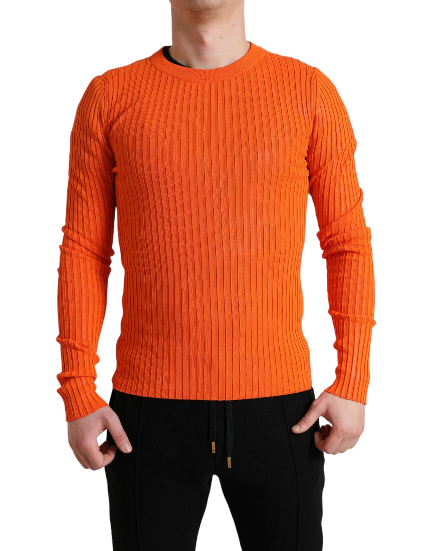 Pull Homme Col Rond en Maille Orange Dolce & Gabbana