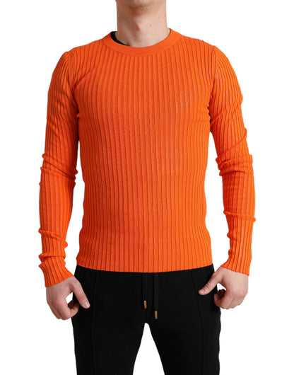 Pull Homme Col Rond en Maille Orange Dolce & Gabbana