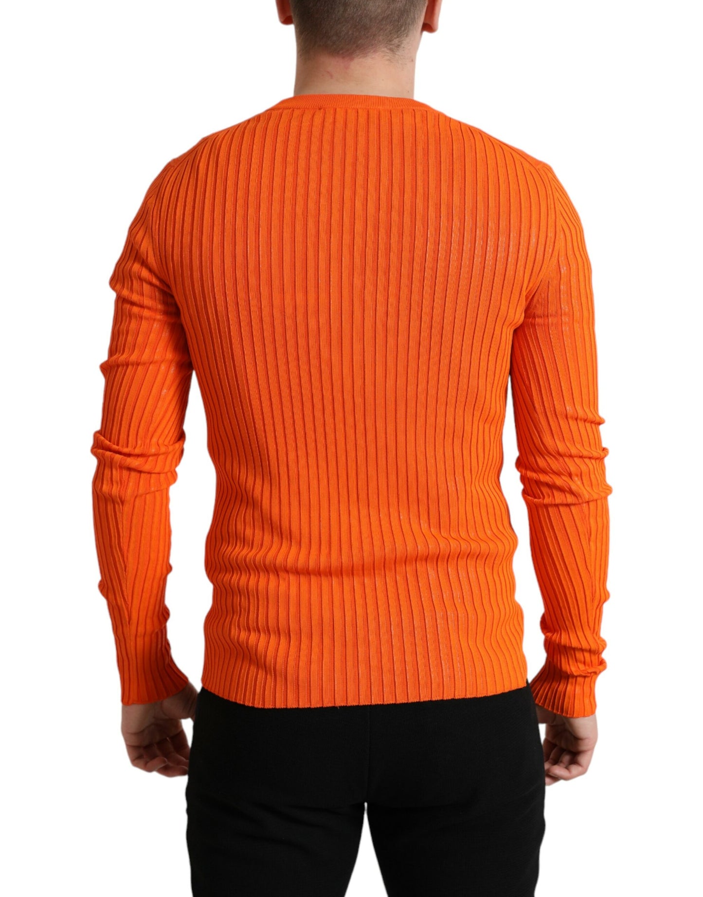 Pull Homme Col Rond en Maille Orange Dolce & Gabbana