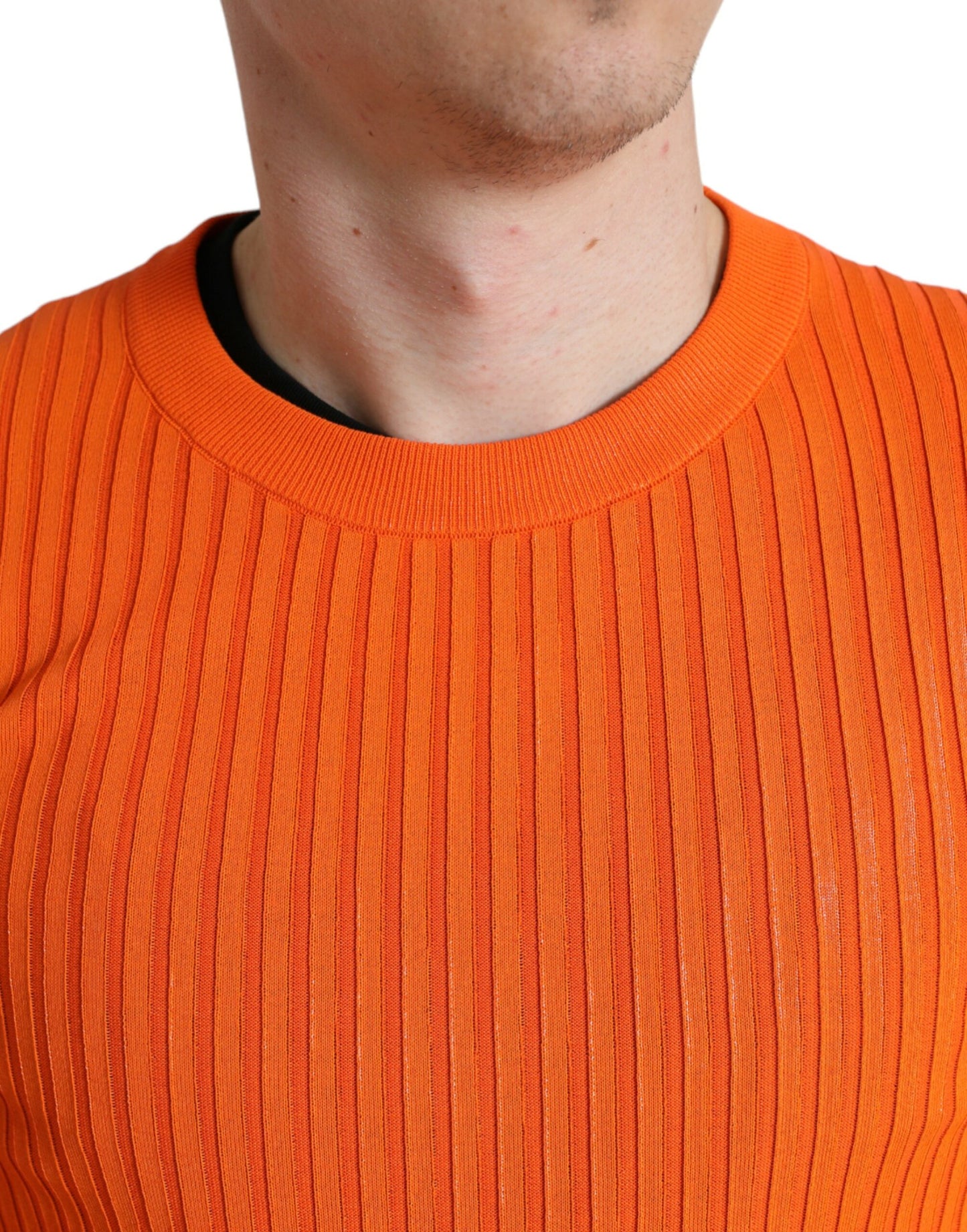 Pull Homme Col Rond en Maille Orange Dolce & Gabbana