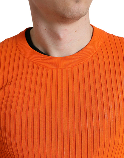 Pull Homme Col Rond en Maille Orange Dolce & Gabbana