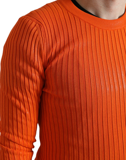 Pull Homme Col Rond en Maille Orange Dolce & Gabbana