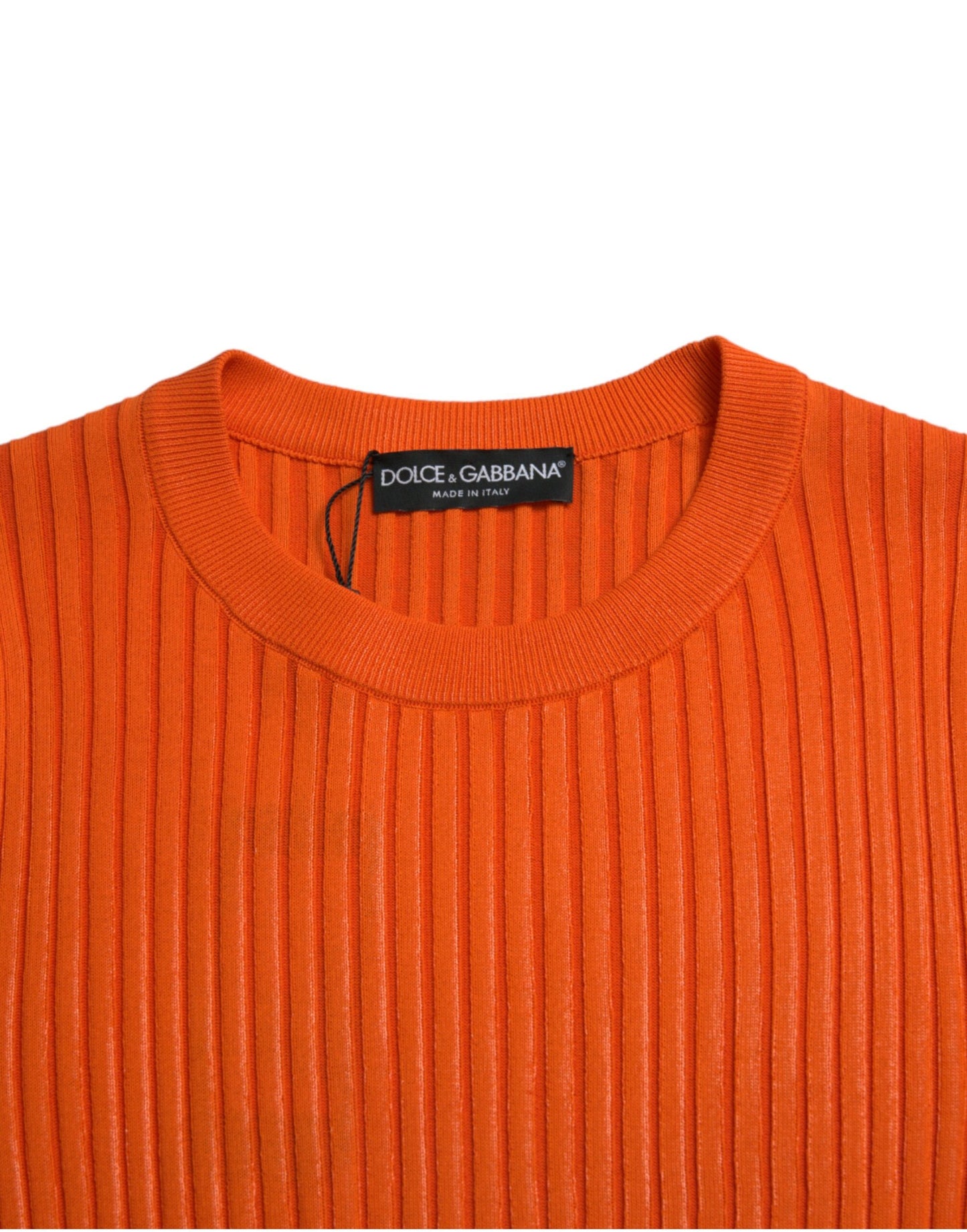 Pull Homme Col Rond en Maille Orange Dolce & Gabbana