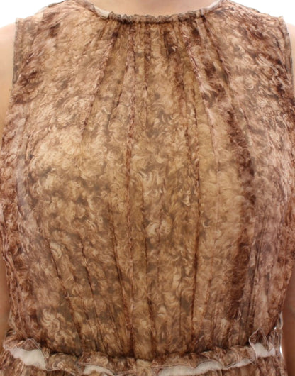 Robe en soie marron sans manches Dolce & Gabbana