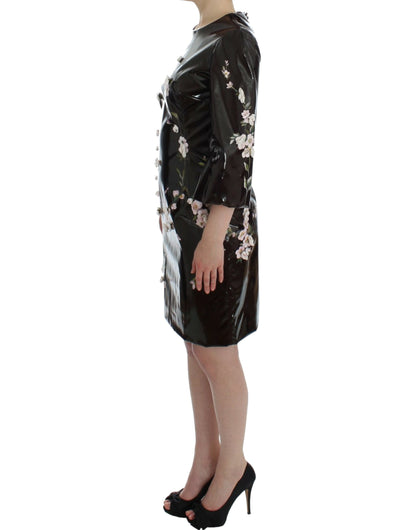 Robe fourreau Dolce & Gabbana noire à fleurs et manches 3/4