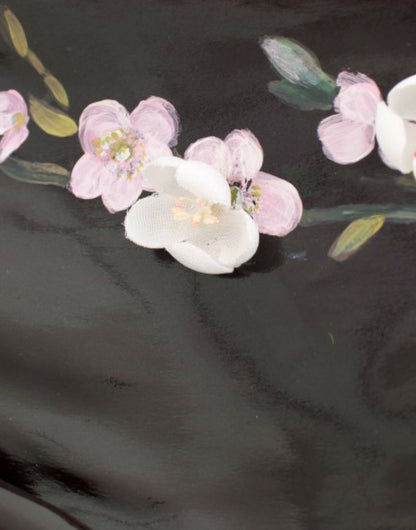 Robe fourreau Dolce & Gabbana noire à fleurs et manches 3/4