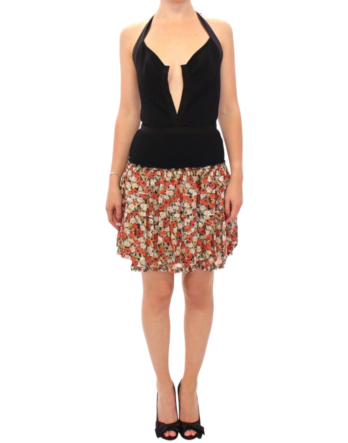 Robe à fines bretelles Dolce & Gabbana multicolore à motif floral et coupe bulle