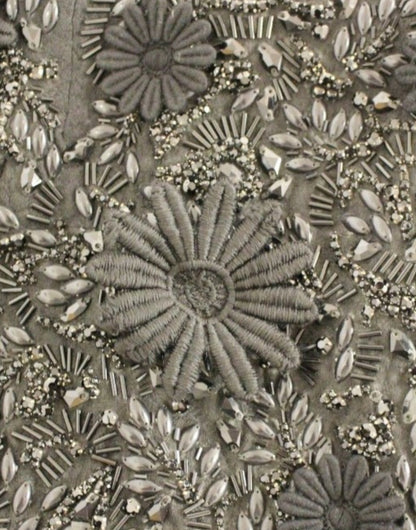 Robe noire Dolce & Gabbana à imprimé floral incrustée de cristaux