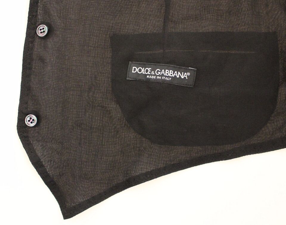 Gilet Veste Costume en Laine Noire Dolce & Gabbana