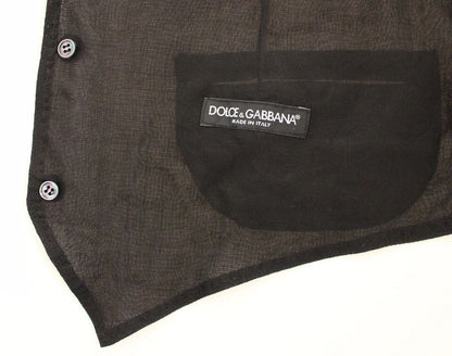Gilet Veste Costume en Laine Noire Dolce & Gabbana