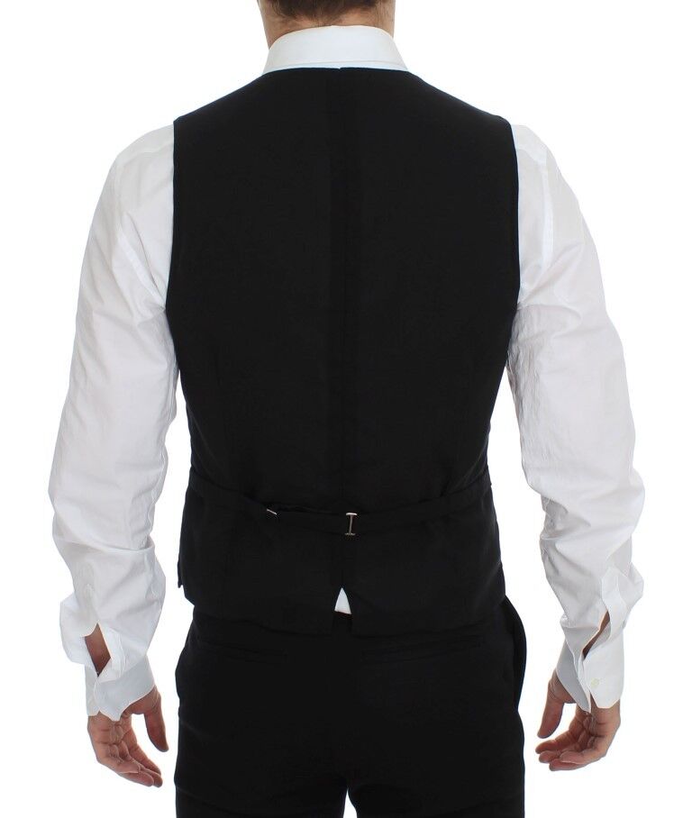 Gilet Veste Costume en Laine Noire Dolce & Gabbana