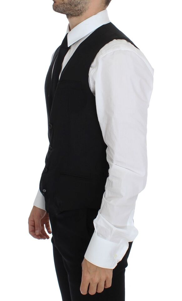 Gilet Veste Costume en Laine Noire Dolce & Gabbana