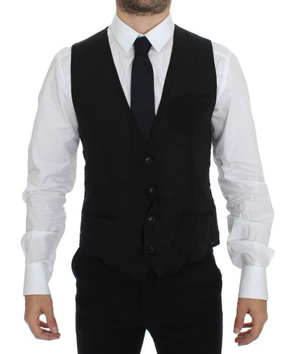 Gilet Veste Costume en Laine Noire Dolce & Gabbana