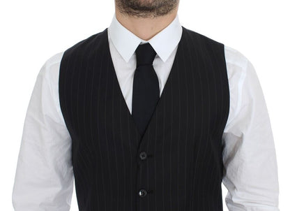 Gilet Dolce & Gabbana en Laine et Soie Rayé Noir