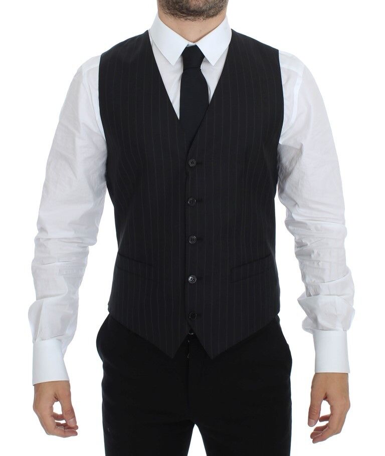 Gilet Dolce & Gabbana en Laine et Soie Rayé Noir