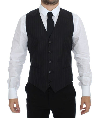 Gilet Dolce & Gabbana en Laine et Soie Rayé Noir