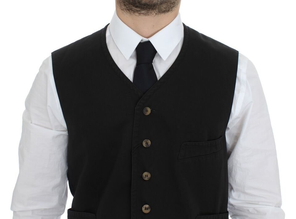 Dolce & Gabbana Gilet Robe en Coton Mélangé Noir