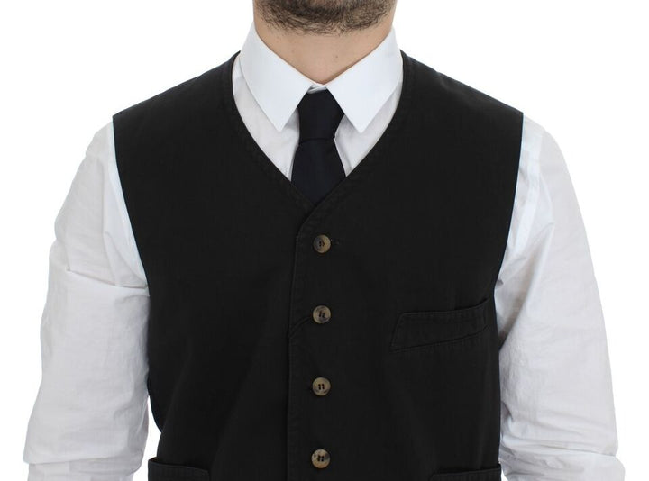 Dolce & Gabbana Gilet Robe en Coton Mélangé Noir