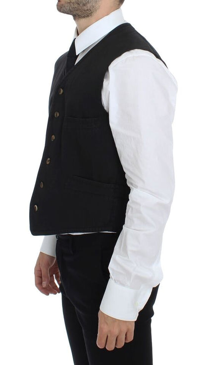 Dolce & Gabbana Gilet Robe en Coton Mélangé Noir