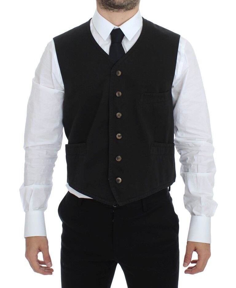 Dolce & Gabbana Gilet Robe en Coton Mélangé Noir