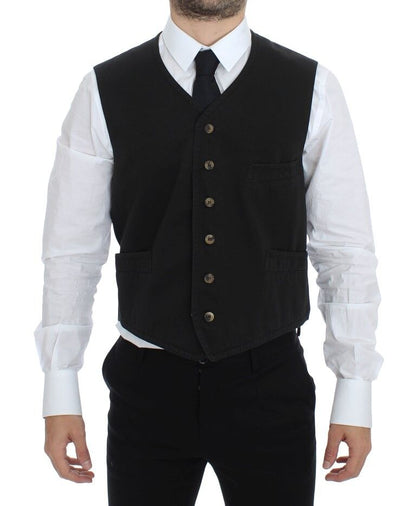 Dolce & Gabbana Gilet Robe en Coton Mélangé Noir