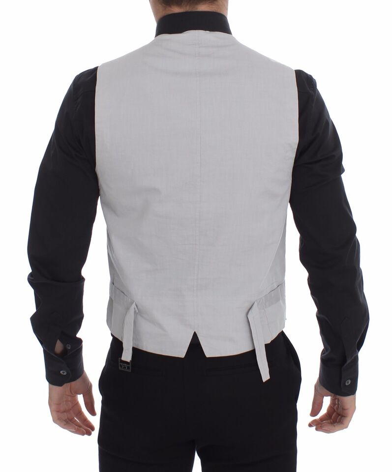 Dolce & Gabbana Gilet Habillé Beige en Soie Mélangée