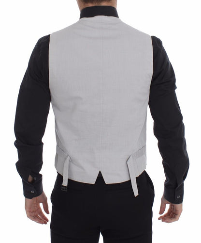 Dolce & Gabbana Gilet Habillé Beige en Soie Mélangée