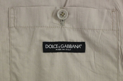 Gilet de Costume Dolce & Gabbana en Coton Beige Coupe Slim à Boutons
