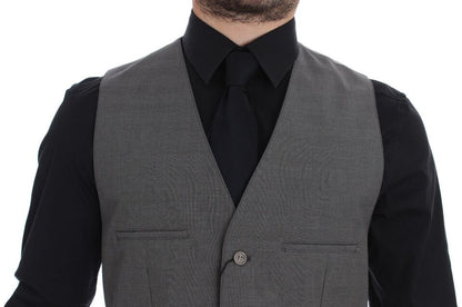 Gilet Dolce & Gabbana gris en coton coupe ajustée, fermeture boutonnée devant