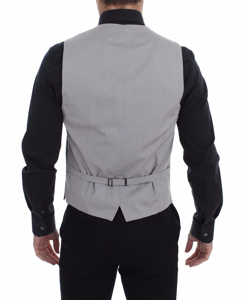Gilet Dolce & Gabbana gris en coton coupe ajustée, fermeture boutonnée devant