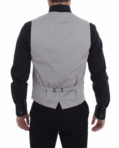 Gilet Dolce & Gabbana gris en coton coupe ajustée, fermeture boutonnée devant