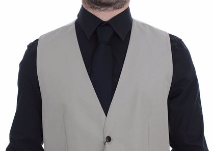 Blazer gilet en coton et soie mélangés beige Dolce & Gabbana