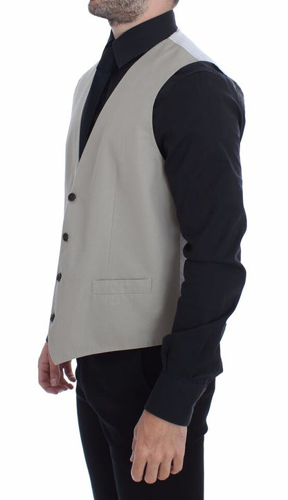Blazer gilet en coton et soie mélangés beige Dolce & Gabbana