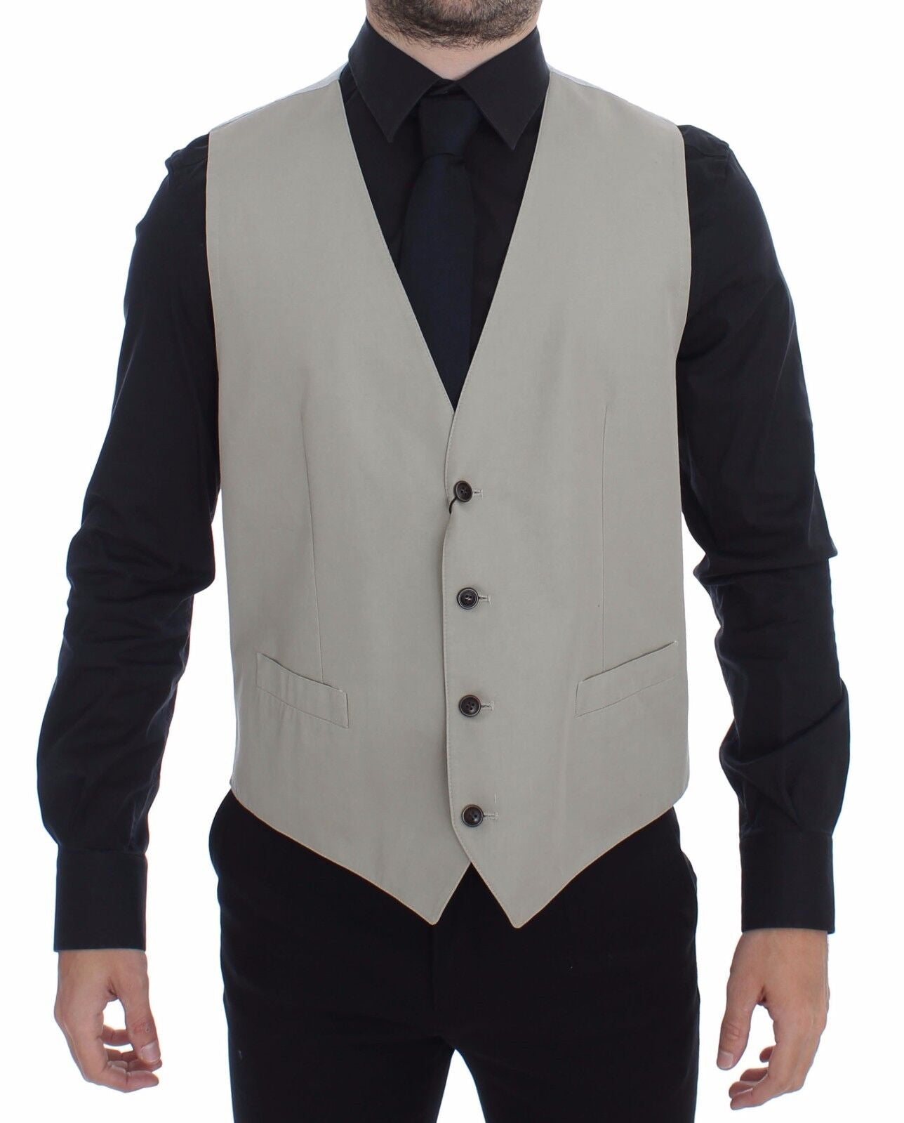 Blazer gilet en coton et soie mélangés beige Dolce & Gabbana