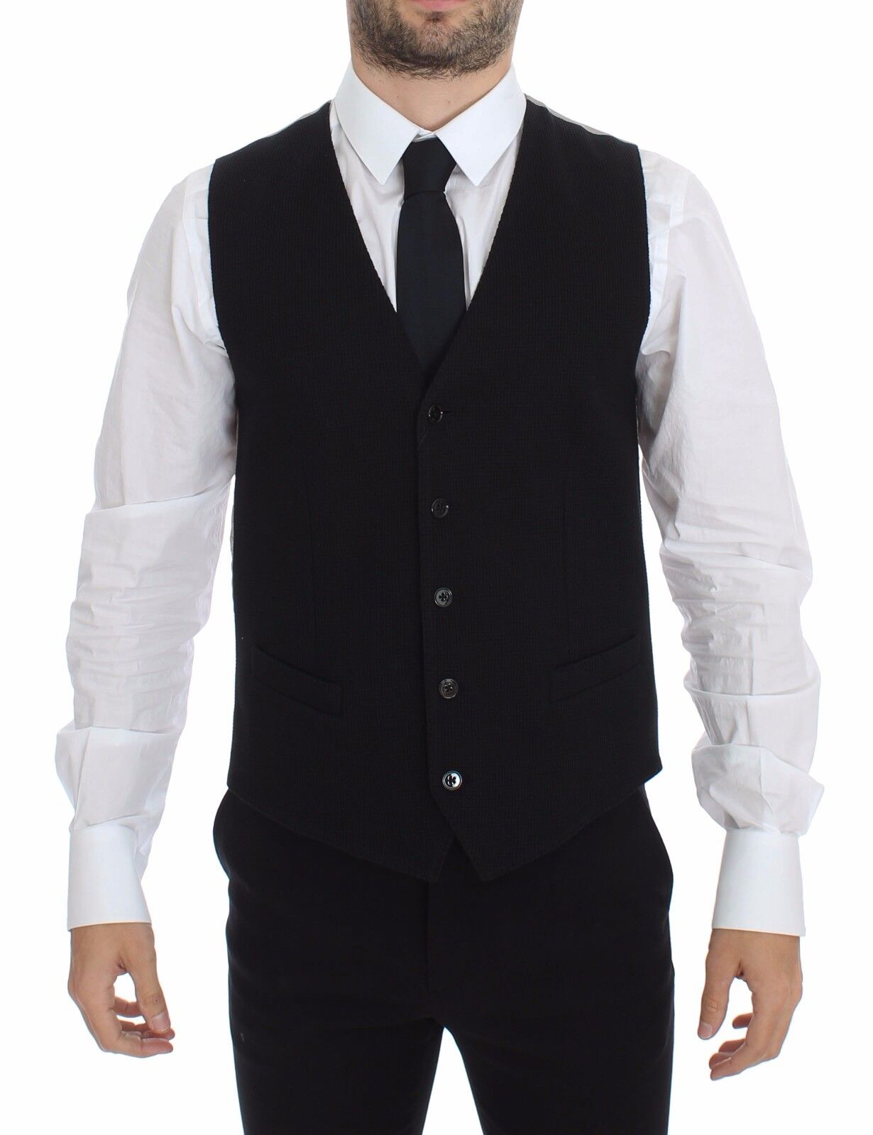 Dolce & Gabbana Blazer Veste Gilet Robe en Coton Noir