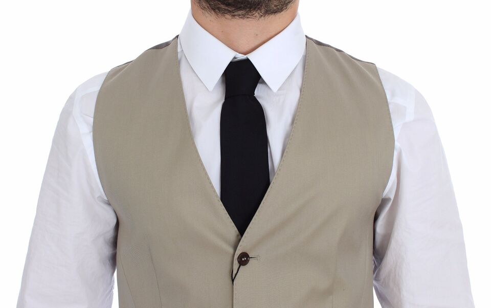Dolce & Gabbana Veste de costume-gilet-blazer en coton beige