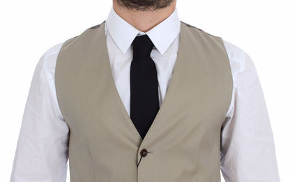 Dolce & Gabbana Veste de costume-gilet-blazer en coton beige