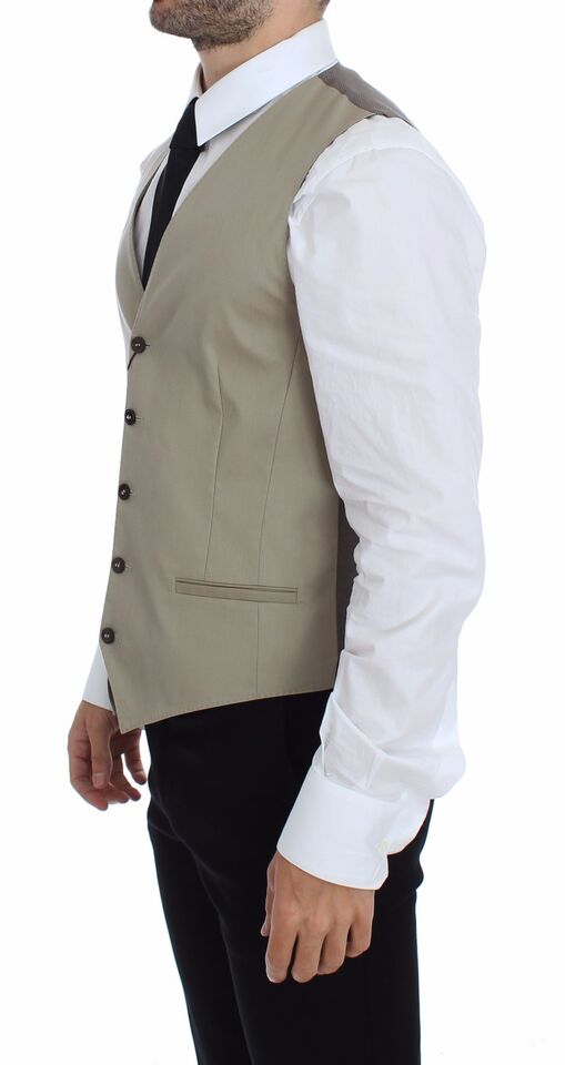 Dolce & Gabbana Veste de costume-gilet-blazer en coton beige