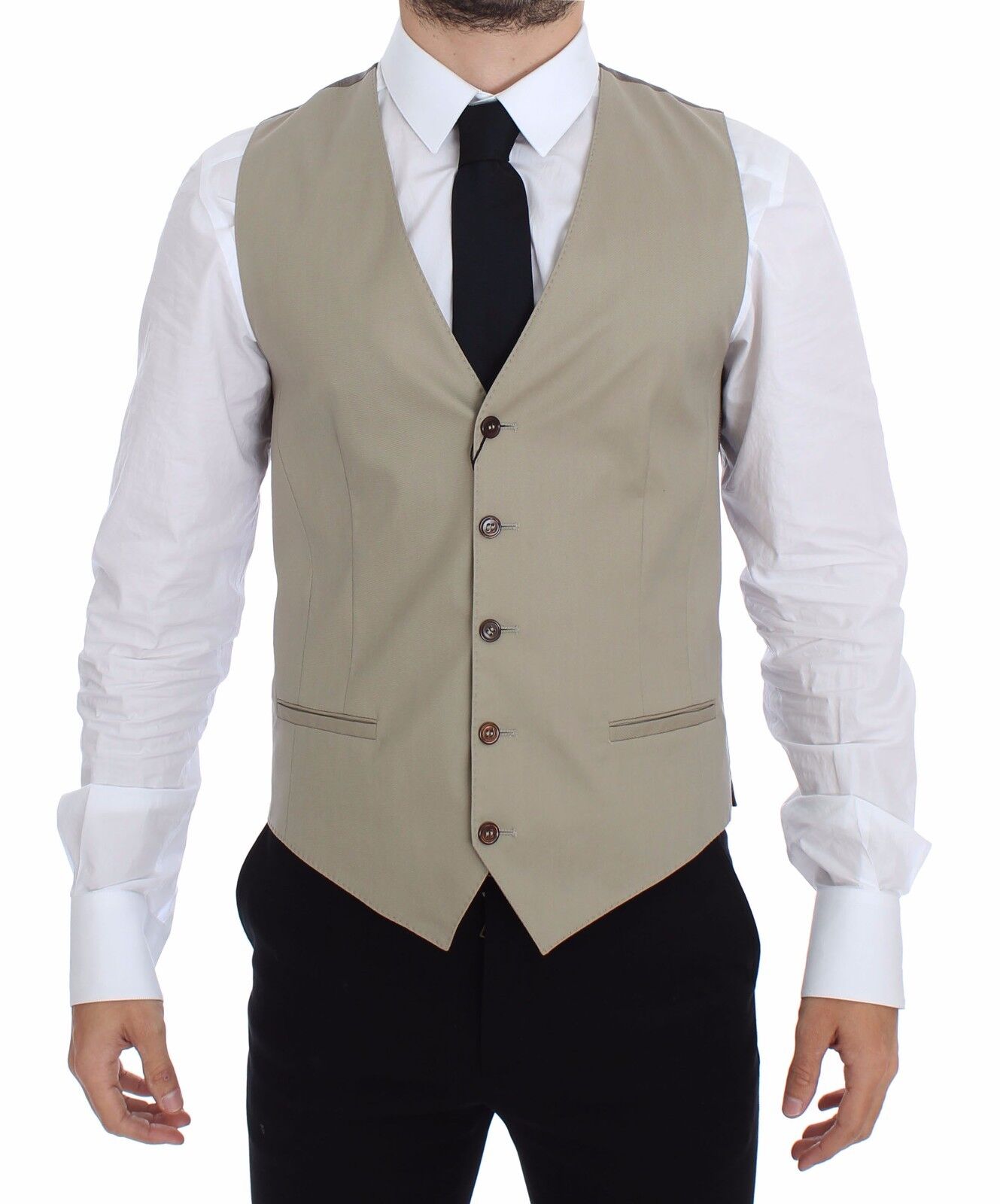 Dolce & Gabbana Veste de costume-gilet-blazer en coton beige
