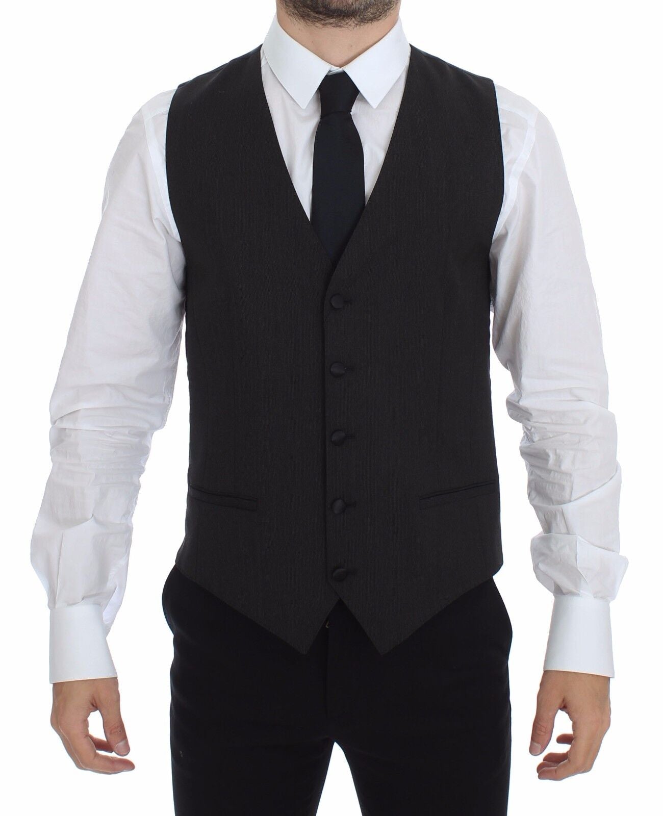 Dolce & Gabbana Blazer Gilet Robe Extensible en Laine Grise